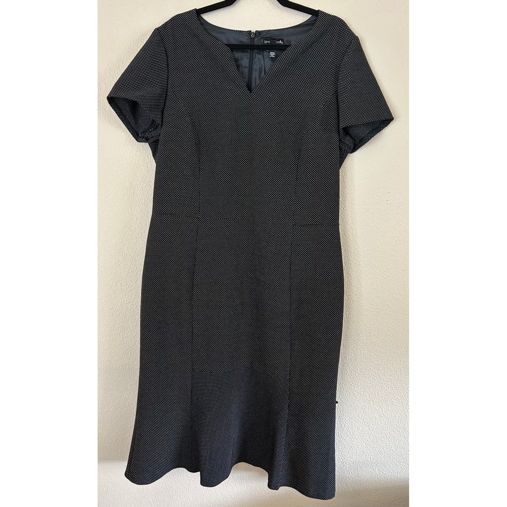 EUC Long Tall Sally Black White Polka Dot Work Business Midi Dress Size 14 Tall
